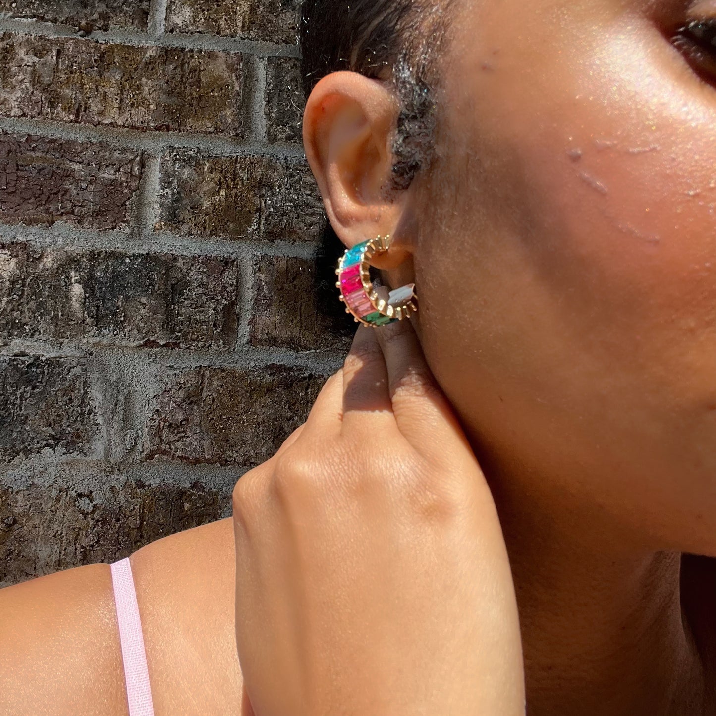 Double Color Huggie Hoop Earrings