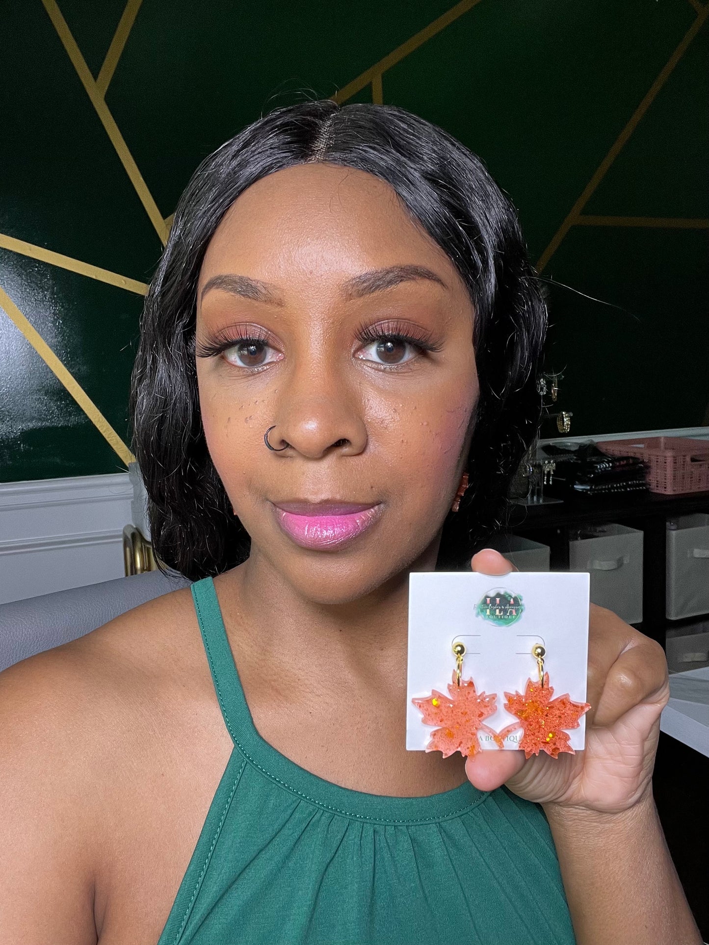 Orange Maple Leaf Earrings