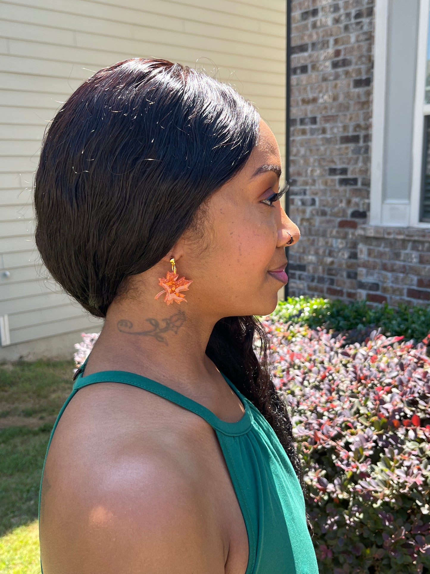 Orange Maple Leaf Earrings