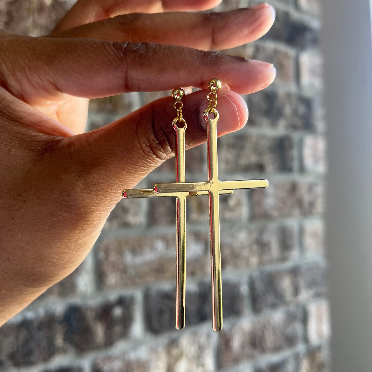 Gold Cross Earrings