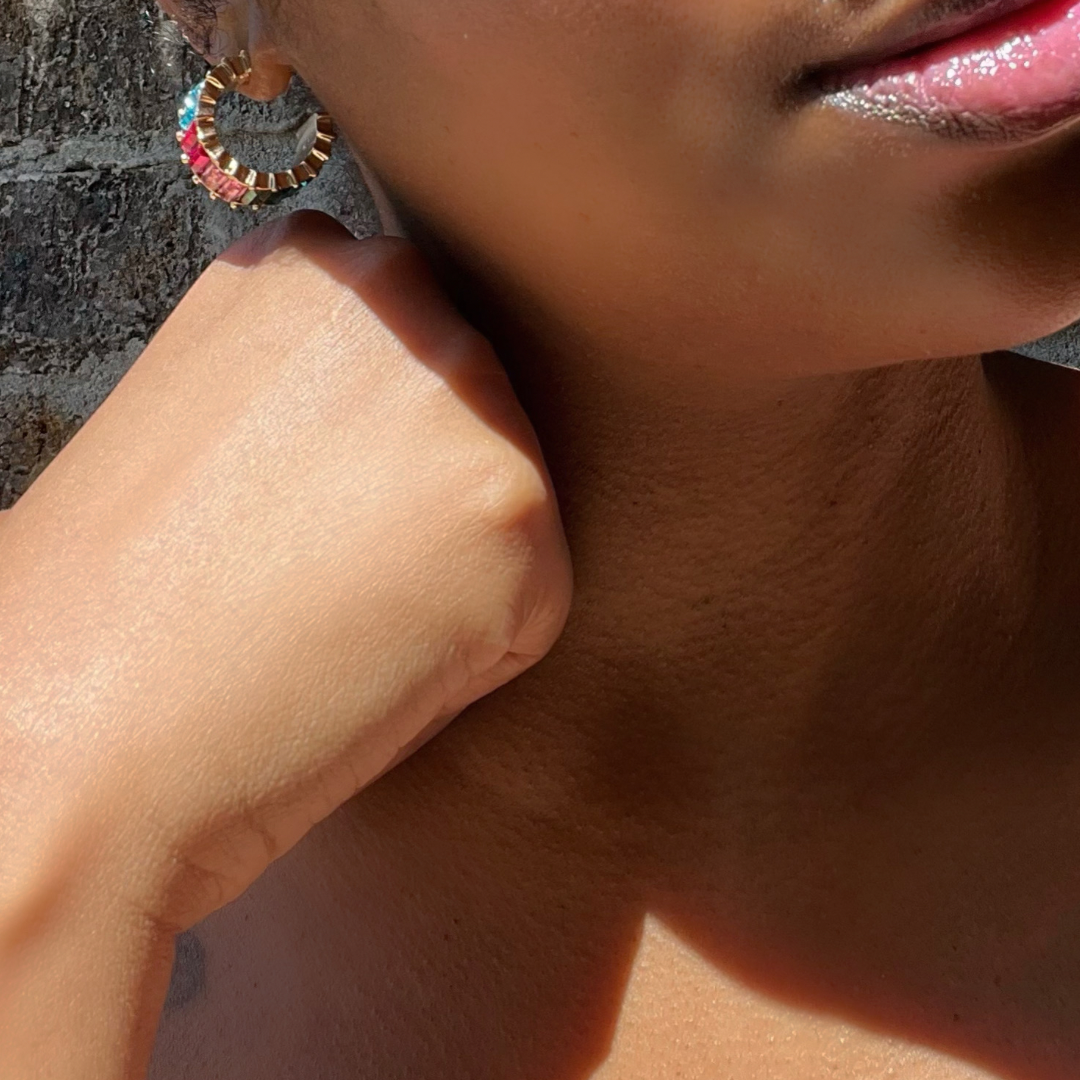 Double Color Huggie Hoop Earrings