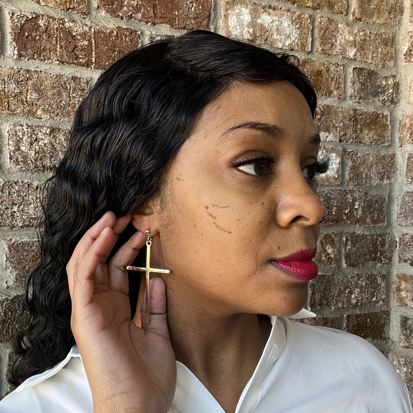 Gold Cross Earrings