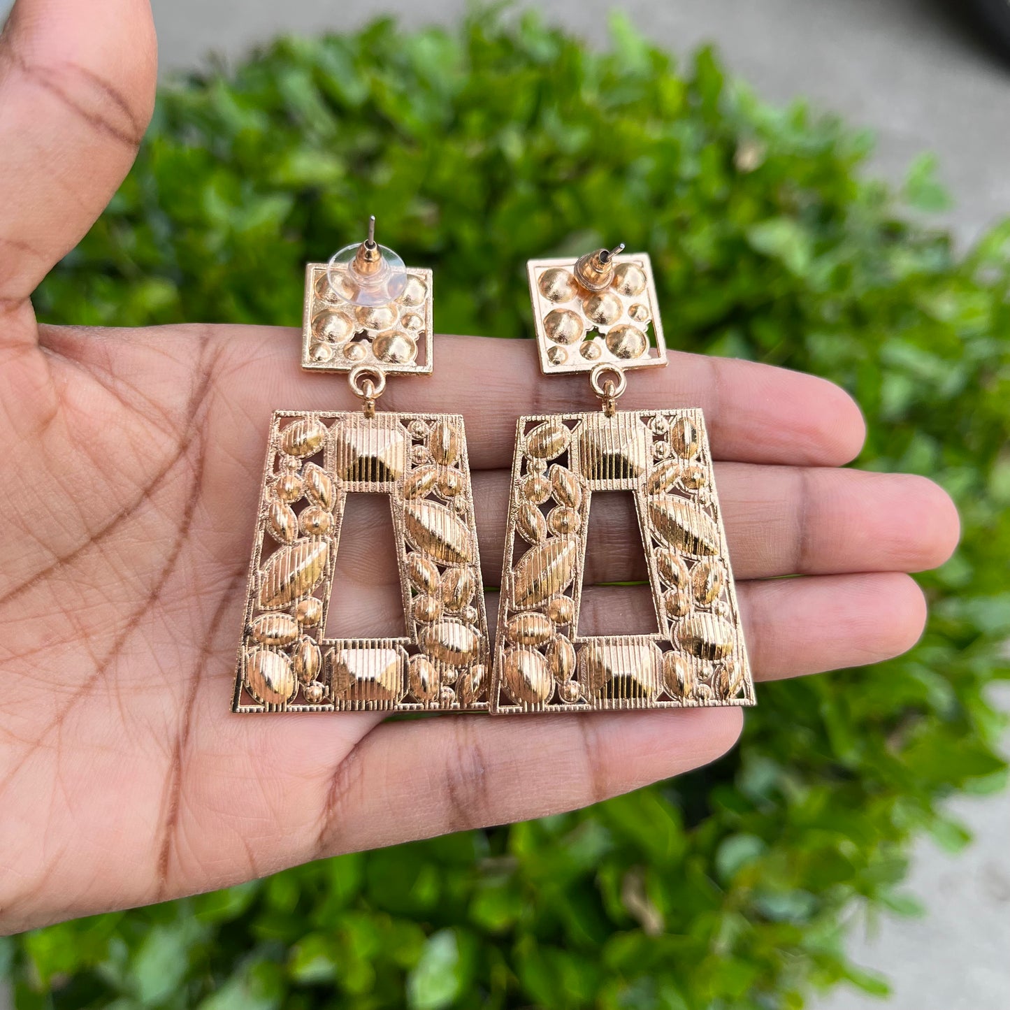 Blue Rhinestone Pendant Earrings