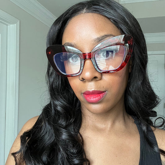 Large Cat Eye Red Flower Frames