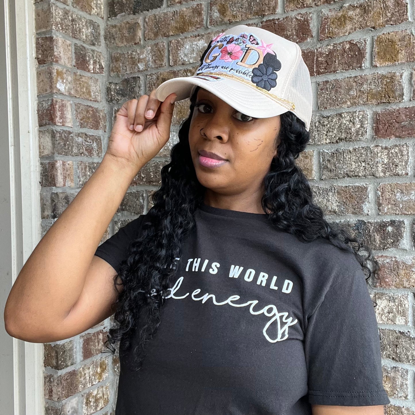 Tan Trucker Hat-“With God All Things Are Possible”