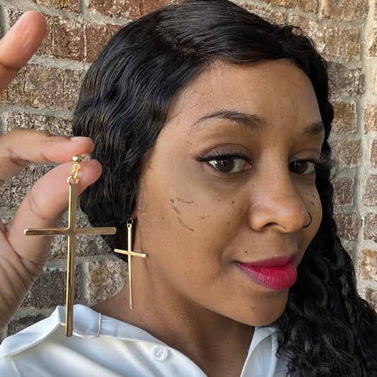 Gold Cross Earrings