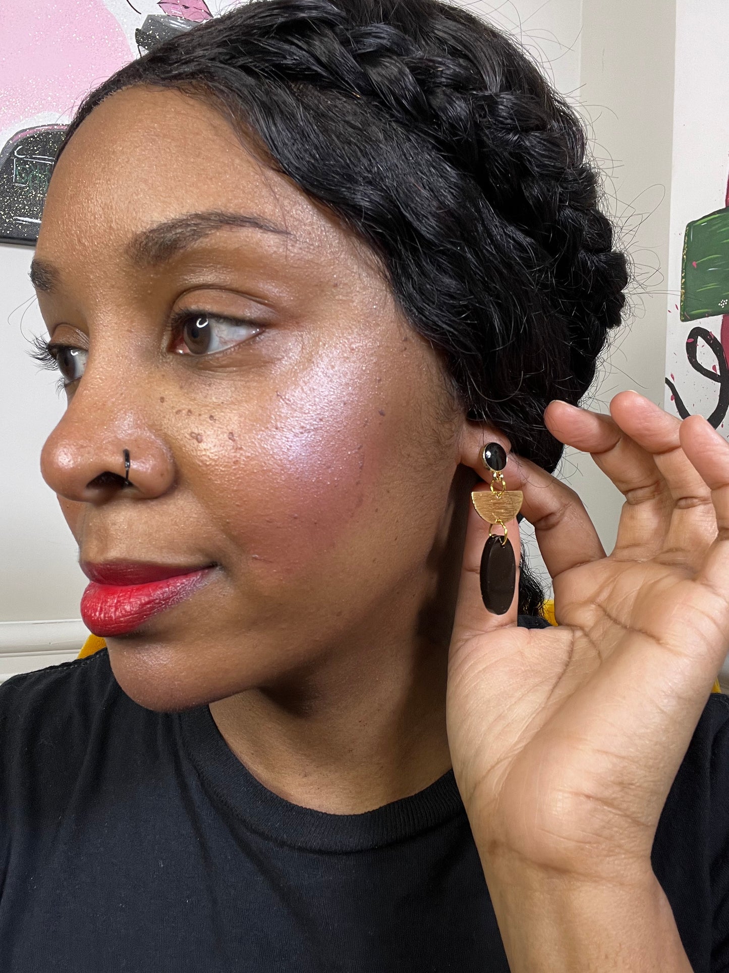 Black and Gold Dangle Earrings