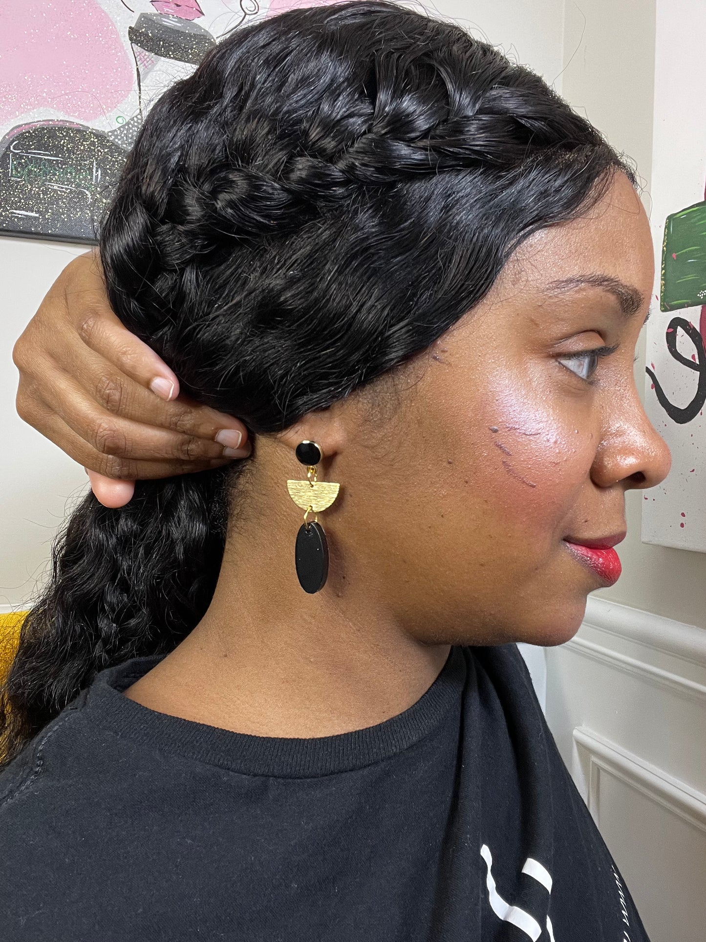Black and Gold Dangle Earrings