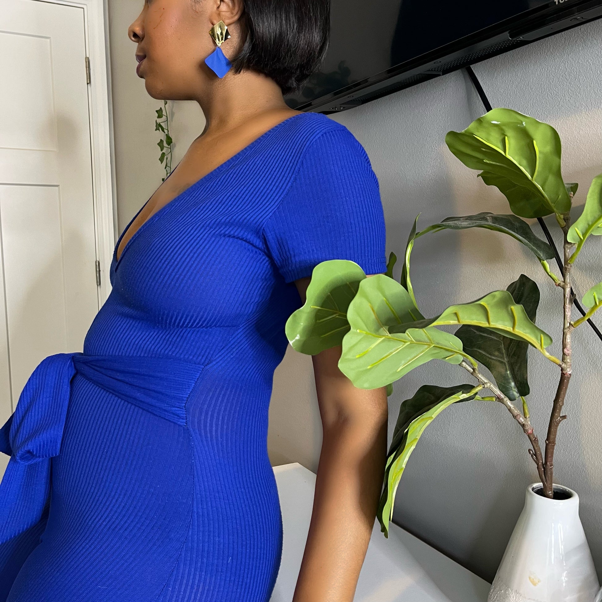 Blue Rhombus Shape Earrings | Intuitive Lashes and Accessories