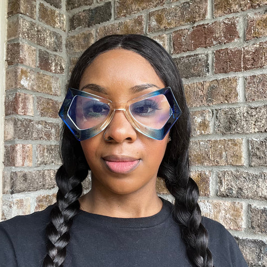 Blue Vintage Polygon Butterfly Glasses"Amber"