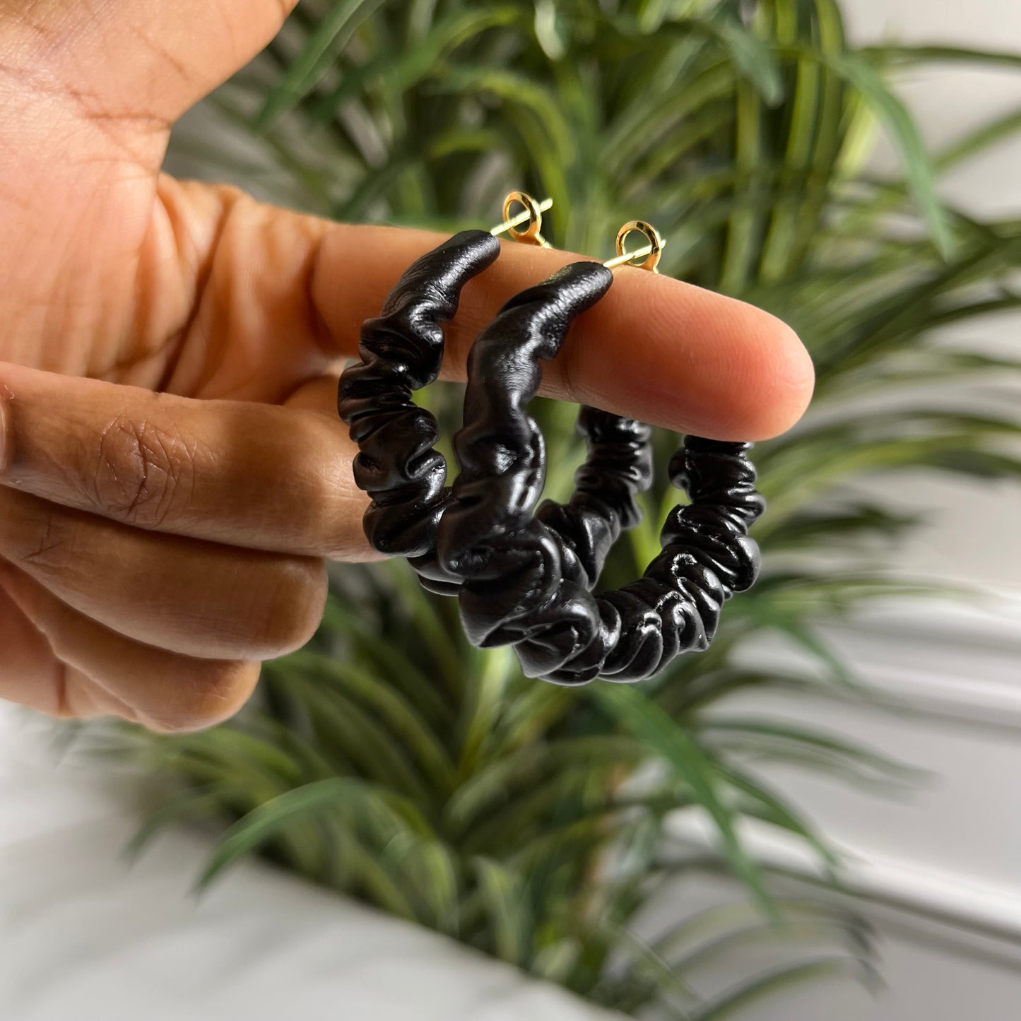 Black Faux Leather Hoop Earrings Intuitive Lashes and Accessories